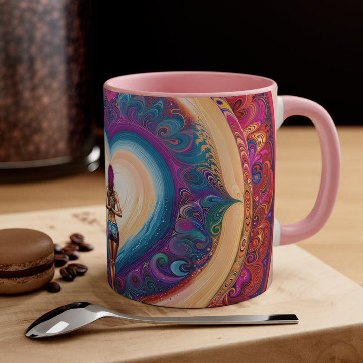 Cosmic Heart Vortex - Accent Coffee Mug - Mug - g(0D·IO) - Pink - 11oz -