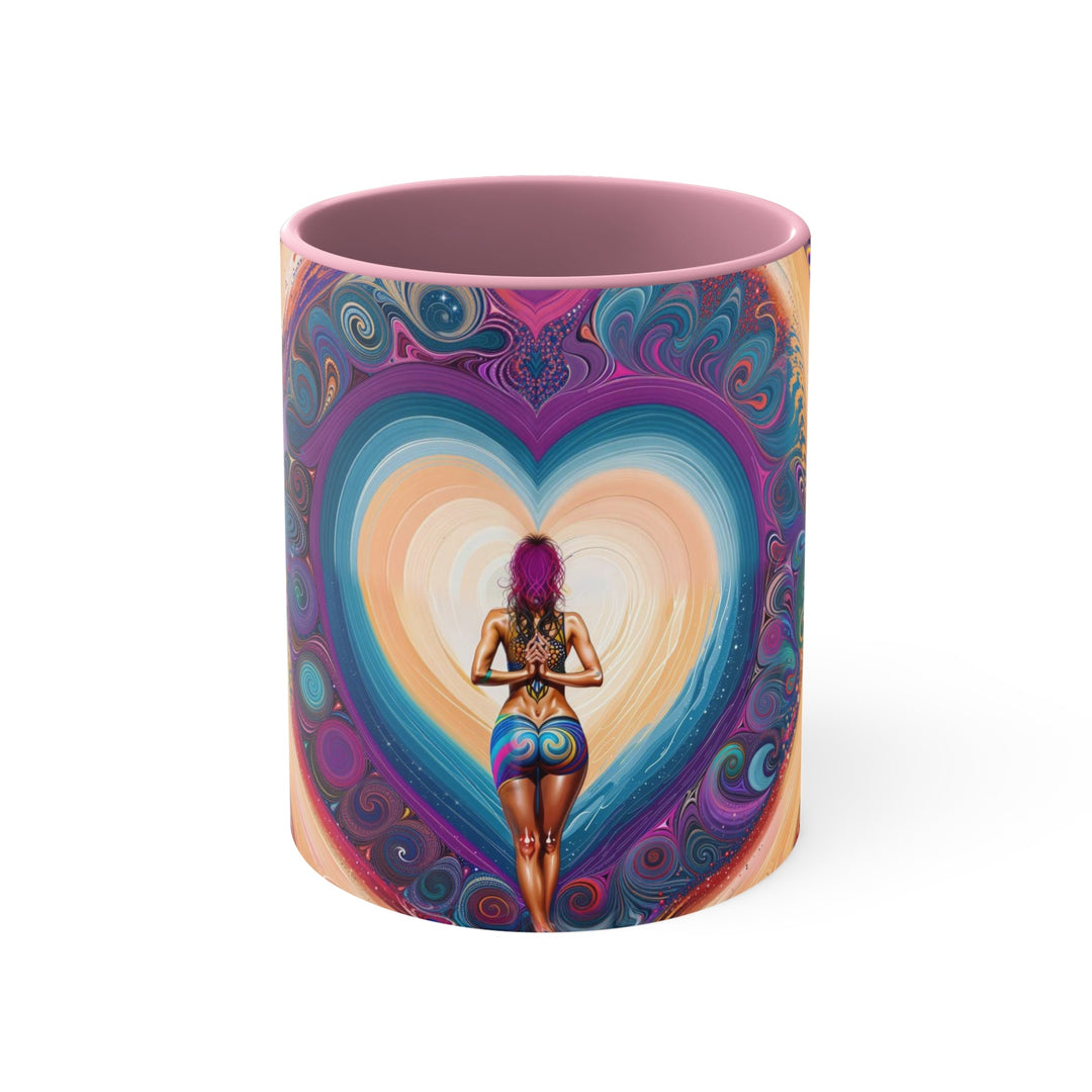 Cosmic Heart Vortex - Accent Coffee Mug - Mug - g(0D·IO) - Pink - 11oz -