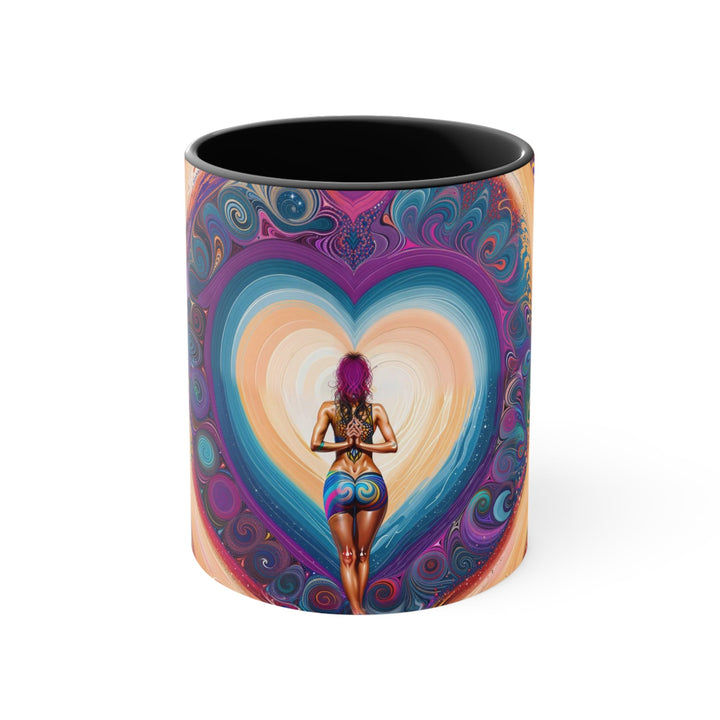 Cosmic Heart Vortex - Accent Coffee Mug - Mug - g(0D·IO) - Black - 11oz -