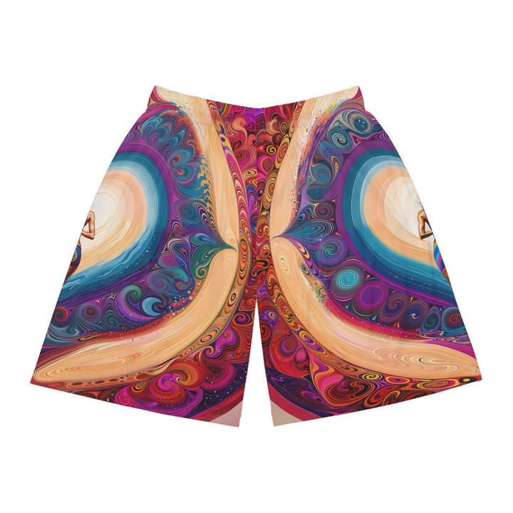 Cosmic Heart Vortex - AOP Basketball Shorts - All Over Prints - g(0D·IO) - Seam thread color automatically matched to design - XS -