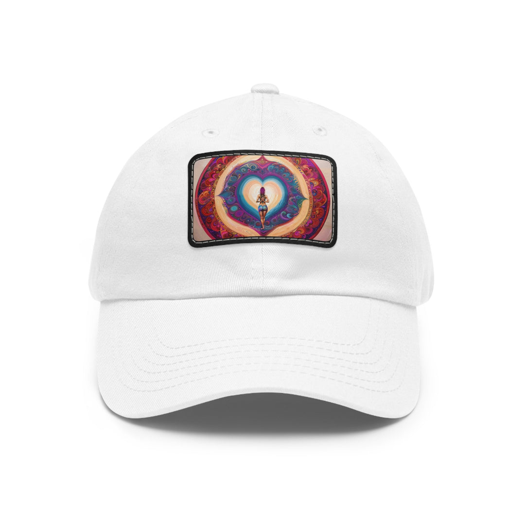 Cosmic Heart Vortex - Dad Hat - Hats - g(0D·IO) - White / Black patch - Rectangle - One size