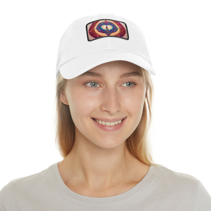 Cosmic Heart Vortex - Dad Hat - Hats - g(0D·IO) - White / Black patch - Rectangle - One size