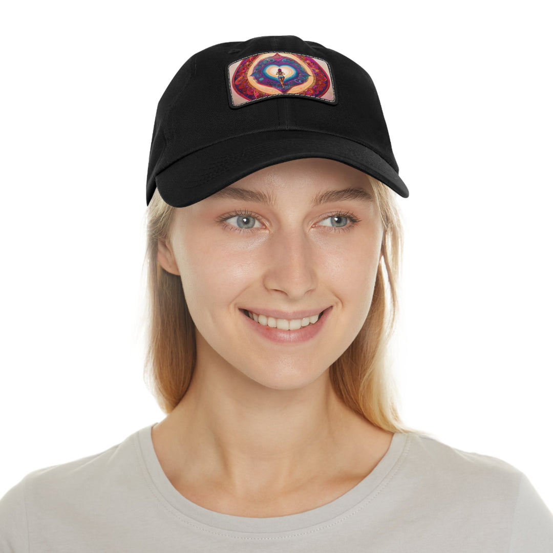 Cosmic Heart Vortex - Dad Hat - Hats - g(0D·IO) - White / Black patch - Rectangle - One size