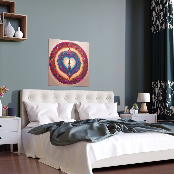 Cosmic Heart Vortex - Indoor and Outdoor Silk Poster - Poster - g(0D·IO) - 30″ x 30″ (Square) - Semi Glossy -