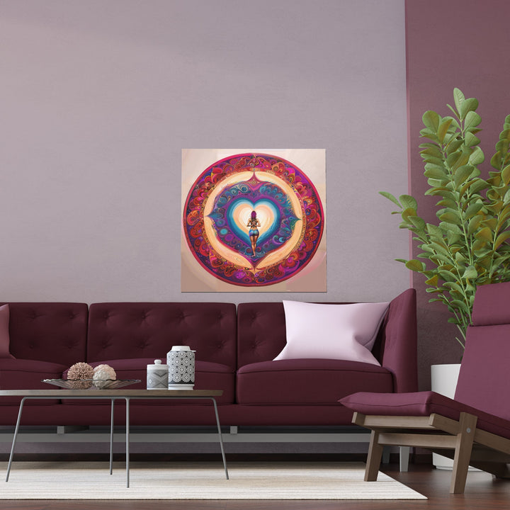 Cosmic Heart Vortex - Indoor and Outdoor Silk Poster - Poster - g(0D·IO) - 30″ x 30″ (Square) - Semi Glossy -