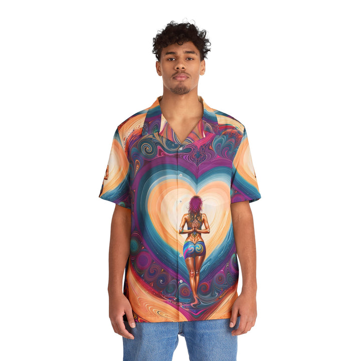 Cosmic Heart Vortex - Men's Hawaiian Shirt - All Over Prints - g(0D·IO) - S - Black -