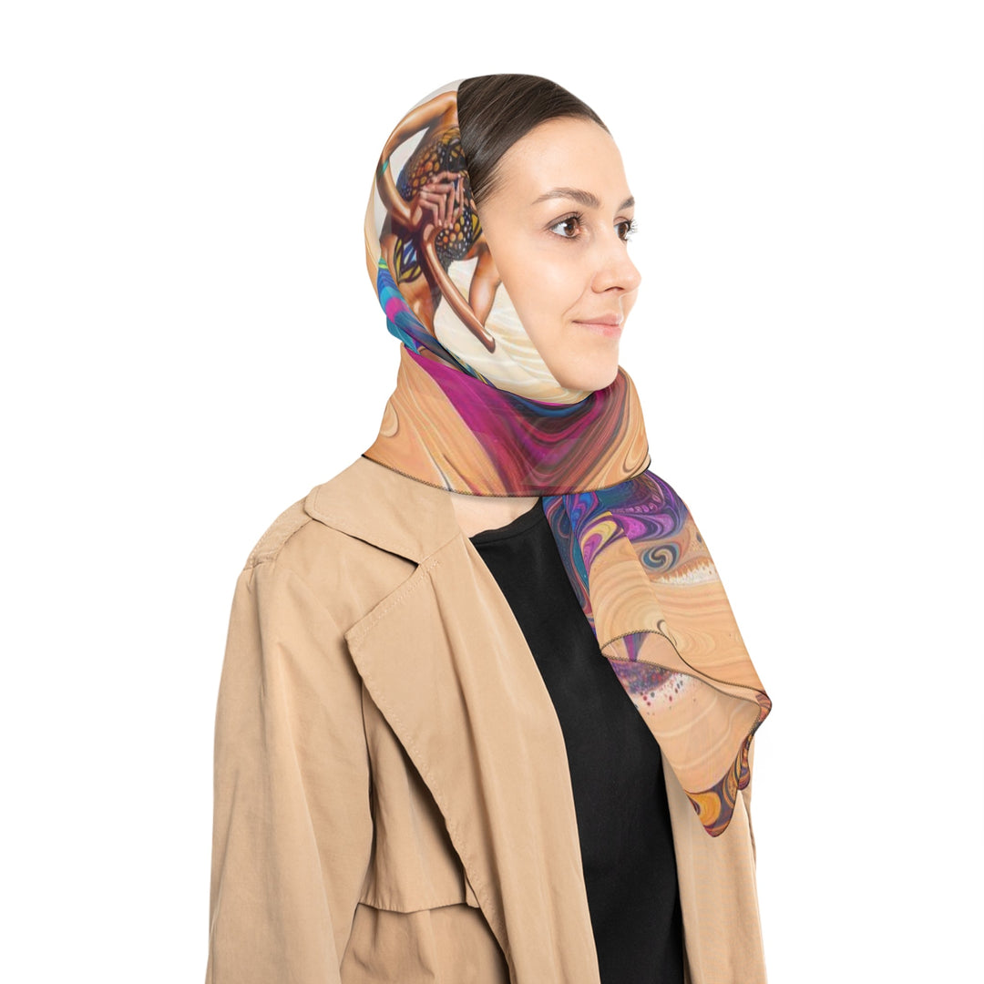 Cosmic Heart Vortex - Poly Scarf - Accessories - g(0D·IO) - Poly chiffon - 50" × 50" -