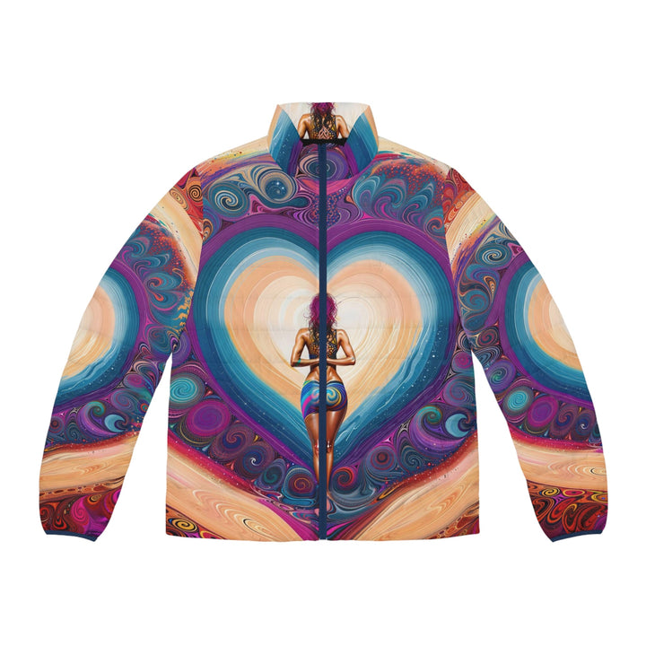 Cosmic Heart Vortex - Puffer Jacket - All Over Prints - g(0D·IO) - S - Dark blue zipper -