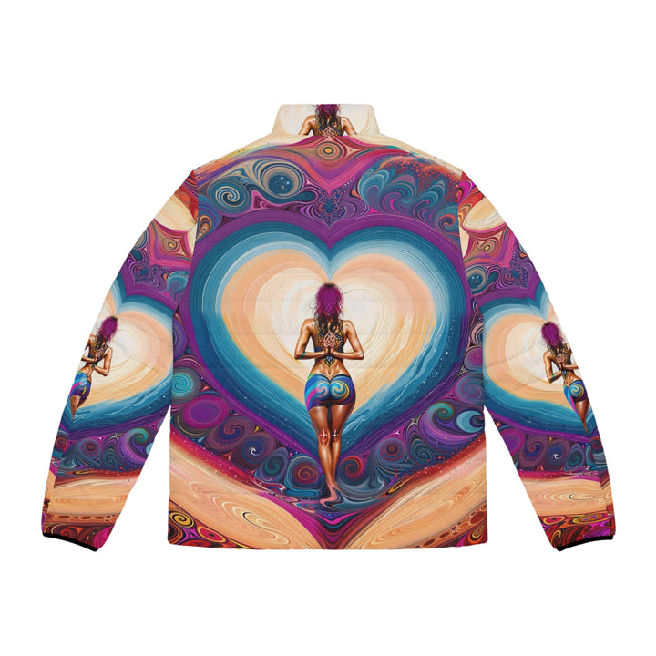 Cosmic Heart Vortex - Puffer Jacket - All Over Prints - g(0D·IO) - S - Black zipper -