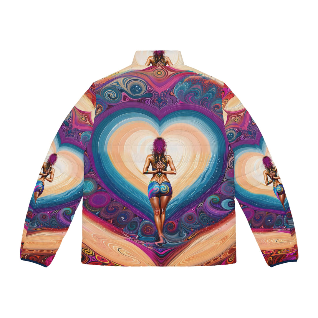 Cosmic Heart Vortex - Puffer Jacket - All Over Prints - g(0D·IO) - S - Black zipper -