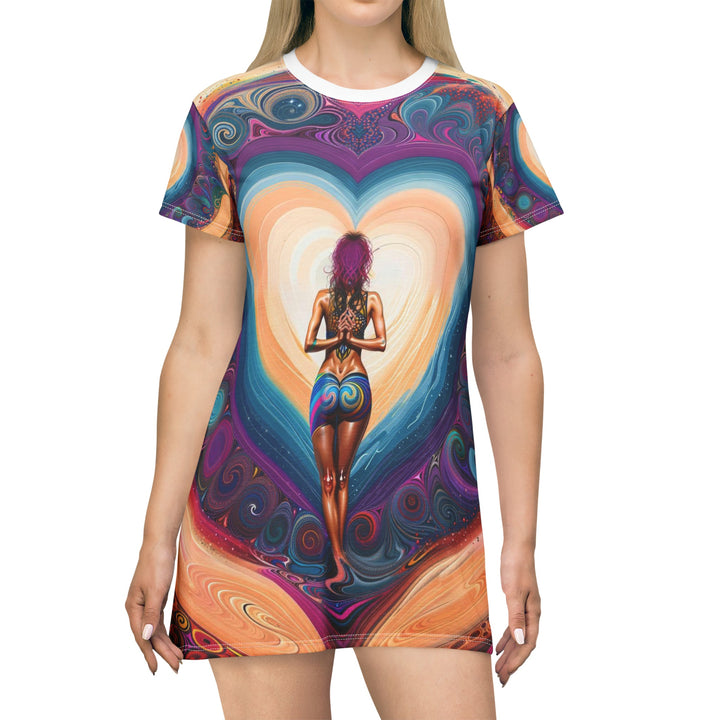 Cosmic Heart Vortex - T-Shirt Dress - All Over Prints - g(0D·IO) - XS - -