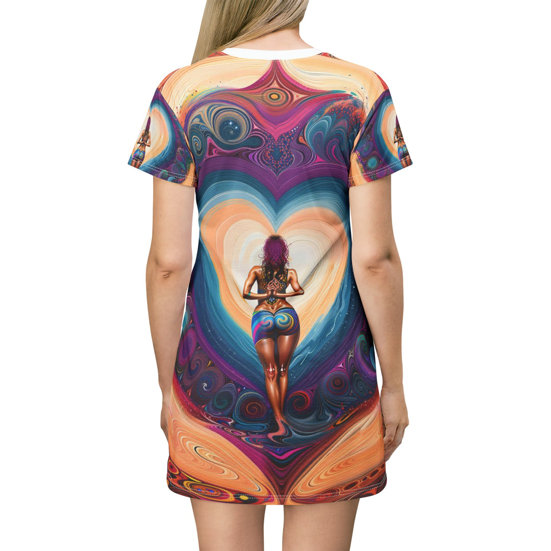 Cosmic Heart Vortex - T-Shirt Dress - All Over Prints - g(0D·IO) - XS - -