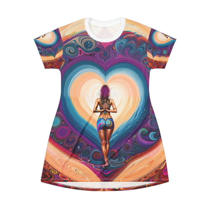 Cosmic Heart Vortex - T-Shirt Dress - All Over Prints - g(0D·IO) - XS - -