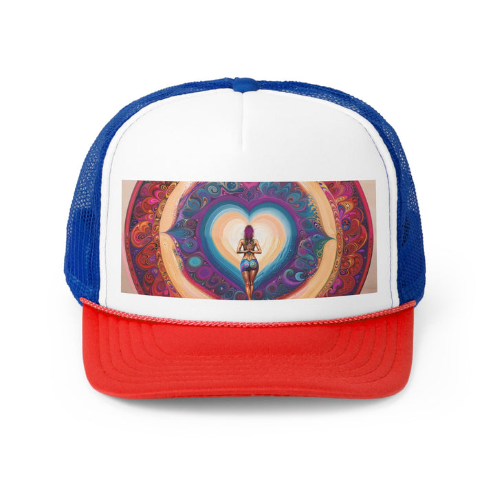 Cosmic Heart Vortex - Trucker Hat - Hats - g(0D·IO) - Blue/Red - One size -