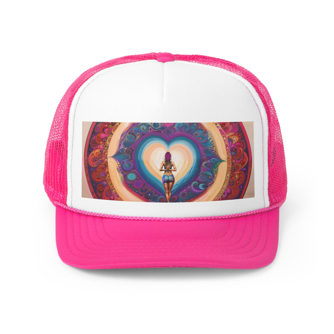 Cosmic Heart Vortex - Trucker Hat - Hats - g(0D·IO) - Pink - One size -