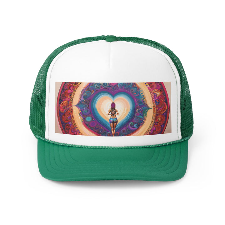 Cosmic Heart Vortex - Trucker Hat - Hats - g(0D·IO) - Green - One size -