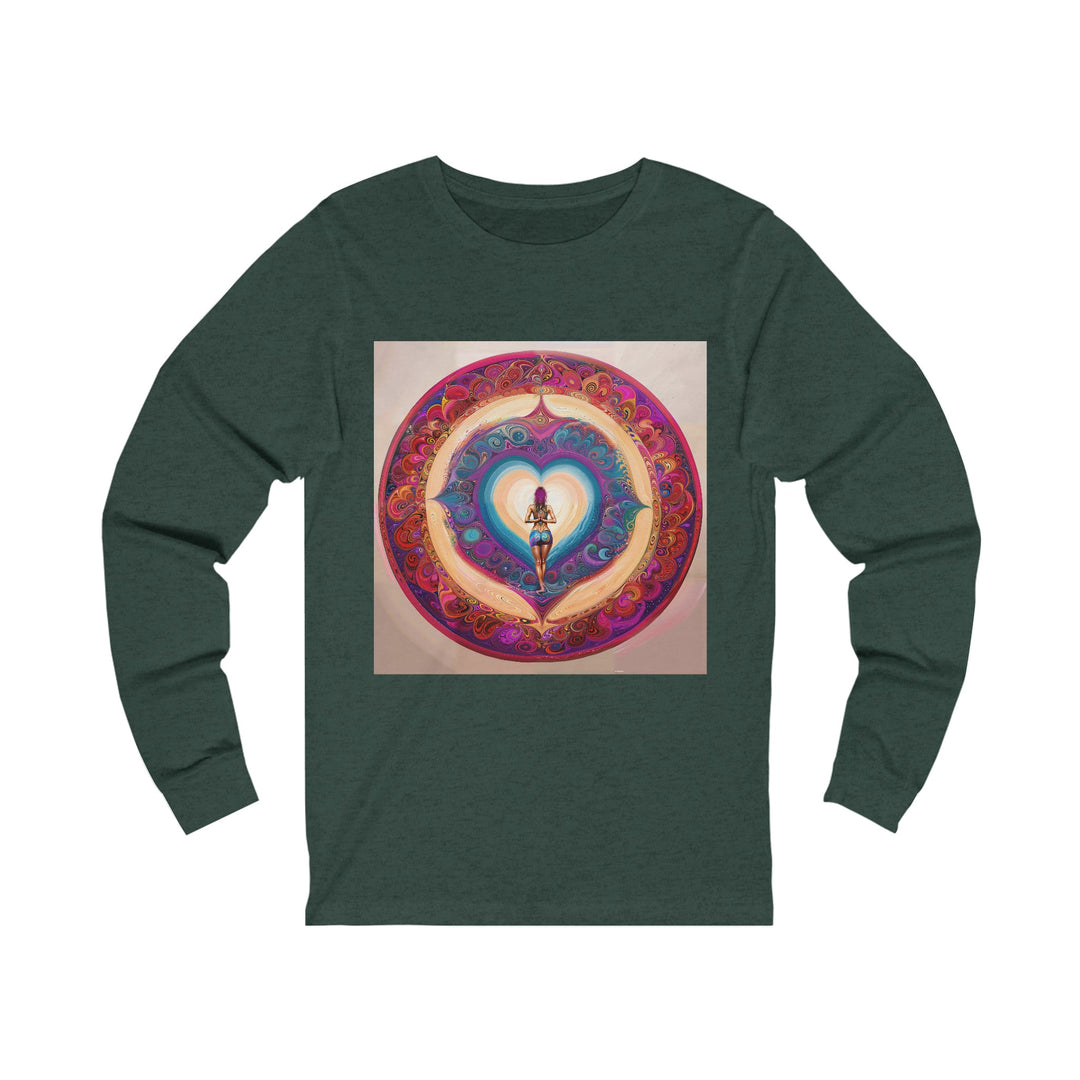 Cosmic Heart Vortex - Unisex Jersey Long Sleeve Tee - Long-sleeve - g(0D·IO) - S - Heather Forest -