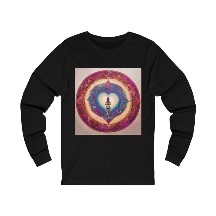 Cosmic Heart Vortex - Unisex Jersey Long Sleeve Tee - Long-sleeve - g(0D·IO) - S - Black -