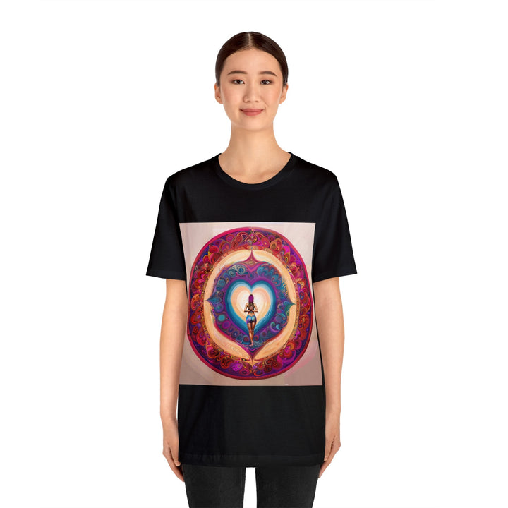 Cosmic Heart Vortex - Unisex Jersey Short Sleeve Tee - T-Shirt - g(0D·IO) - Black - S -