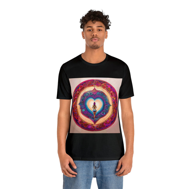 Cosmic Heart Vortex - Unisex Jersey Short Sleeve Tee - T-Shirt - g(0D·IO) - Black - S -