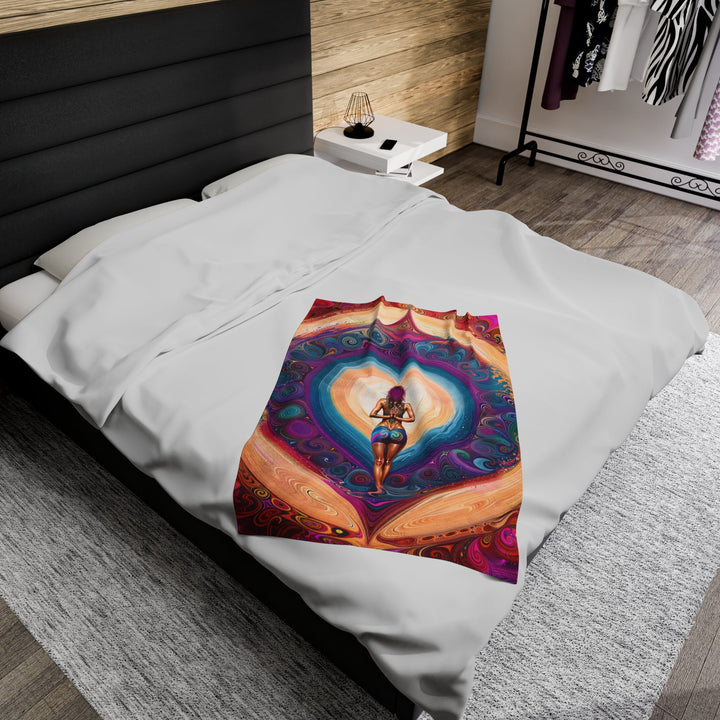 Cosmic Heart Vortex - Velveteen Plush Blanket - All Over Prints - g(0D·IO) - 30" × 40" - -