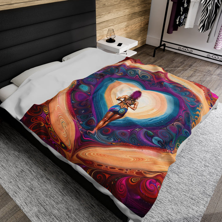 Cosmic Heart Vortex - Velveteen Plush Blanket - All Over Prints - g(0D·IO) - 30" × 40" - -