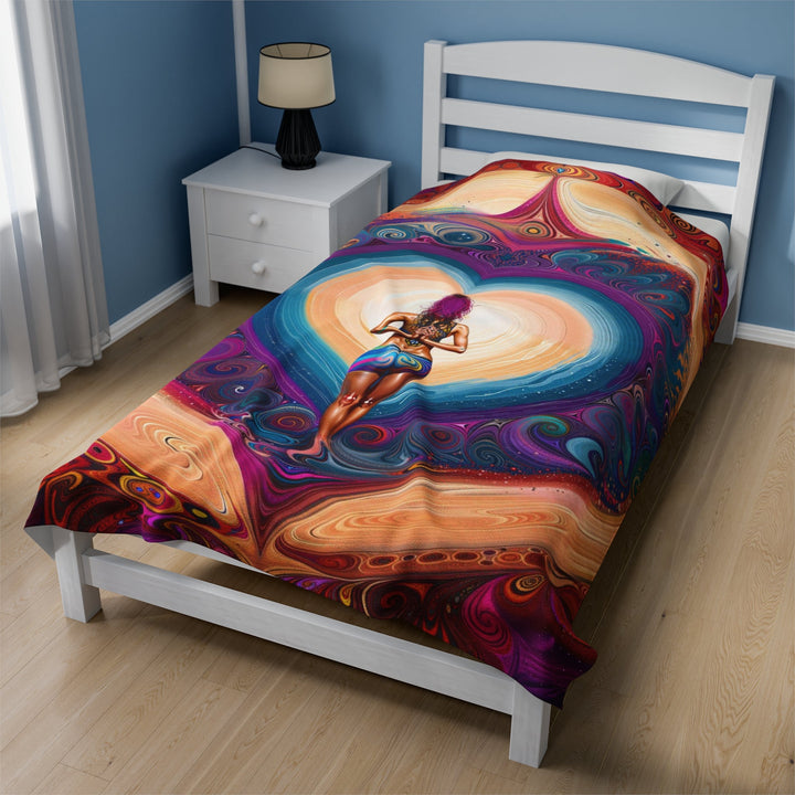 Cosmic Heart Vortex - Velveteen Plush Blanket - All Over Prints - g(0D·IO) - 30" × 40" - -