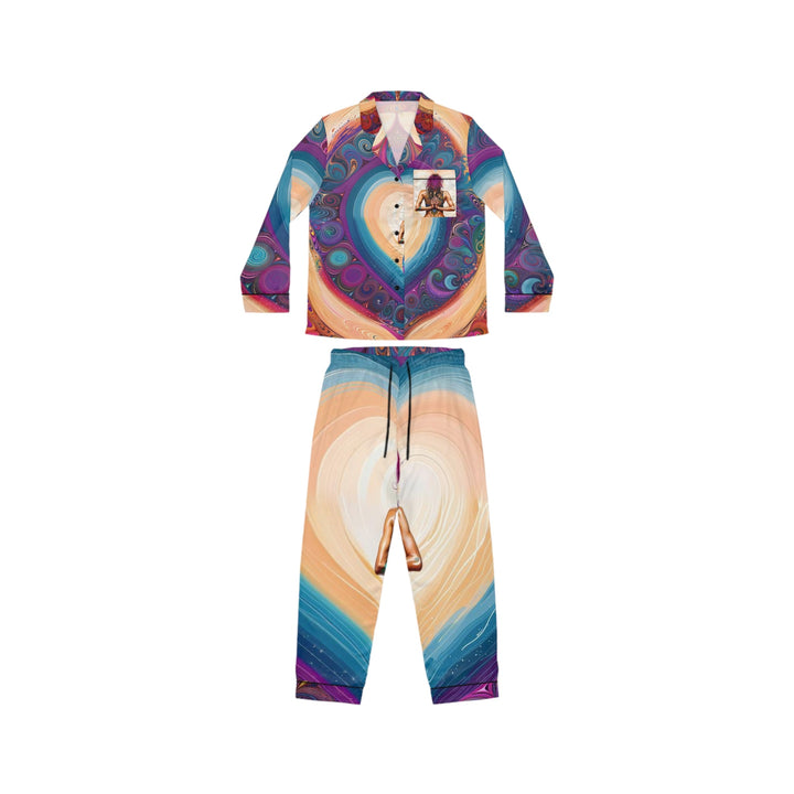 Cosmic Heart Vortex - Women's Satin Pajamas - All Over Prints - g(0D·IO) - XS/S - Black -