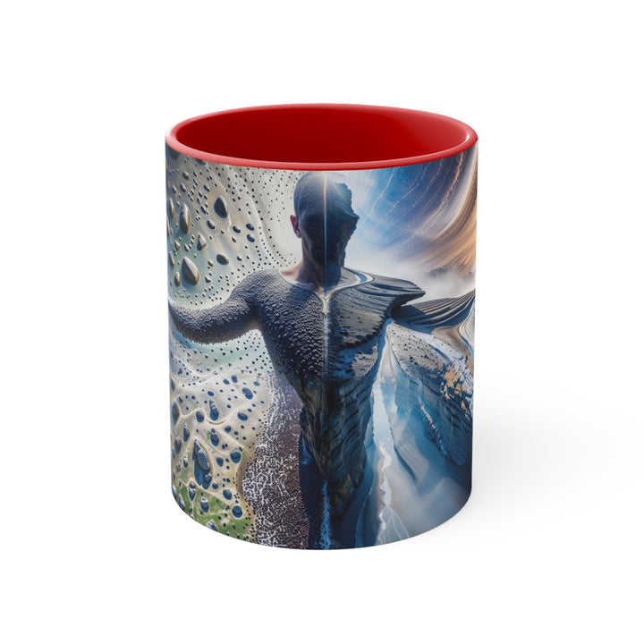 Cosmic Human Duality - Accent Coffee Mug - Mug - g(0D·IO) - Red - 11oz -