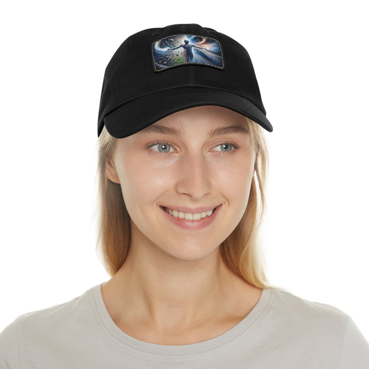 Cosmic Human Duality - Dad Hat - Hats - g(0D·IO) - White / Black patch - Rectangle - One size