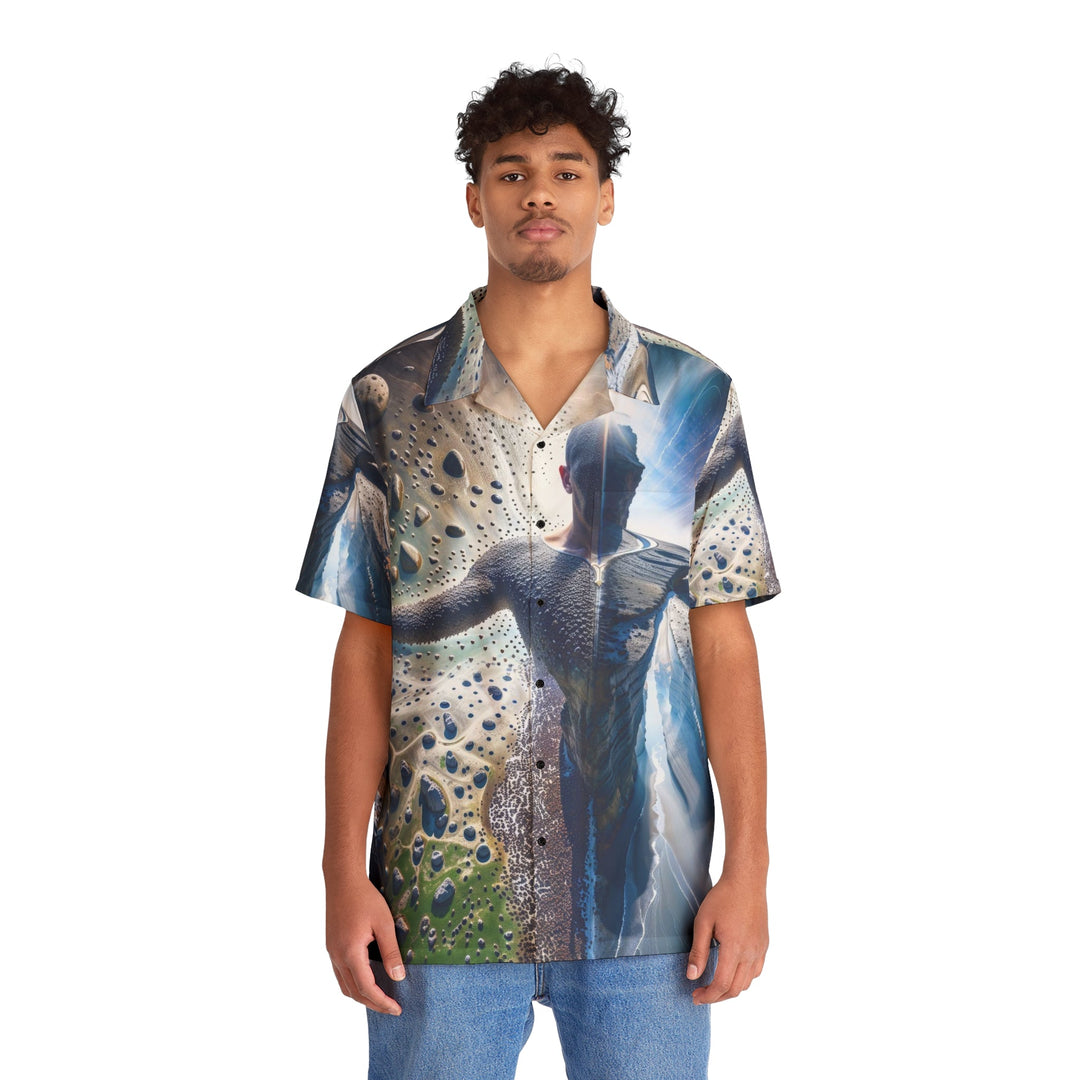 Cosmic Human Duality - Men's Hawaiian Shirt - All Over Prints - g(0D·IO) - S - Black -