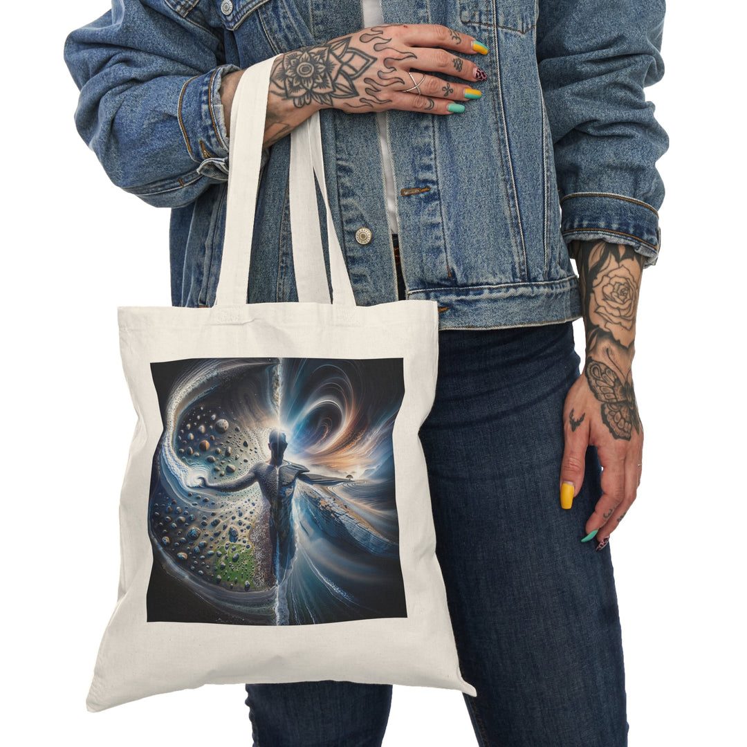 Cosmic Human Duality - Natural Tote Bag - Bags - g(0D·IO) - 15" x 16" - Natural -