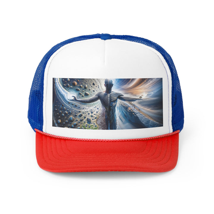 Cosmic Human Duality - Trucker Hat - Hats - g(0D·IO) - Blue/Red - One size -