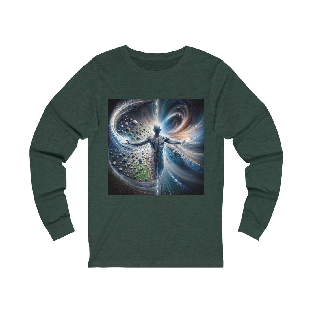 Cosmic Human Duality - Unisex Jersey Long Sleeve Tee - Long-sleeve - g(0D·IO) - M - Heather Forest -