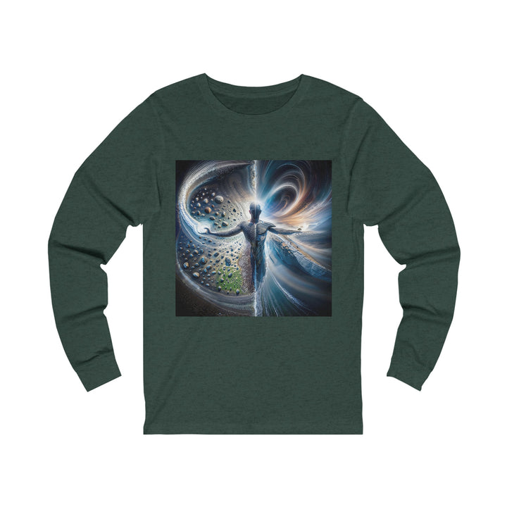 Cosmic Human Duality - Unisex Jersey Long Sleeve Tee - Long-sleeve - g(0D·IO) - M - Heather Forest -