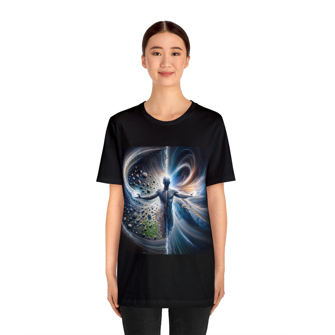 Cosmic Human Duality - Unisex Jersey Short Sleeve Tee - T-Shirt - g(0D·IO) - Black - S -