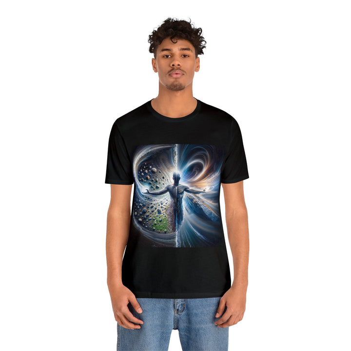 Cosmic Human Duality - Unisex Jersey Short Sleeve Tee - T-Shirt - g(0D·IO) - Black - S -