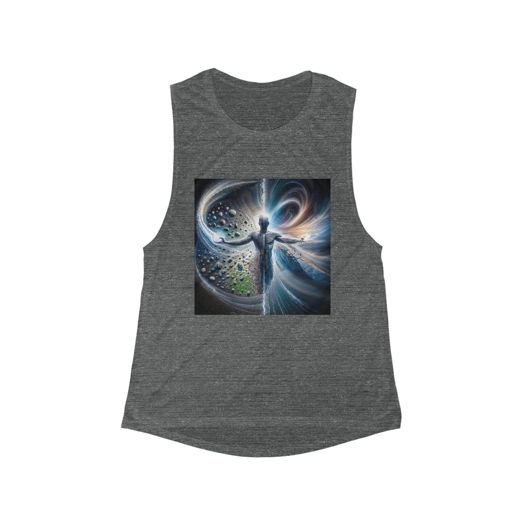 Cosmic Human Duality - Women's Flowy Scoop Muscle Tank - Tank Top - g(0D·IO) - S - Asphalt Slub -