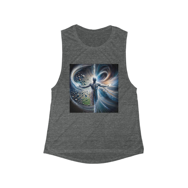 Cosmic Human Duality - Women's Flowy Scoop Muscle Tank - Tank Top - g(0D·IO) - S - Asphalt Slub -