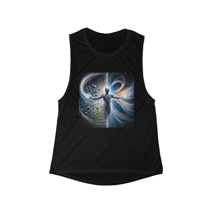 Cosmic Human Duality - Women's Flowy Scoop Muscle Tank - Tank Top - g(0D·IO) - S - Black -