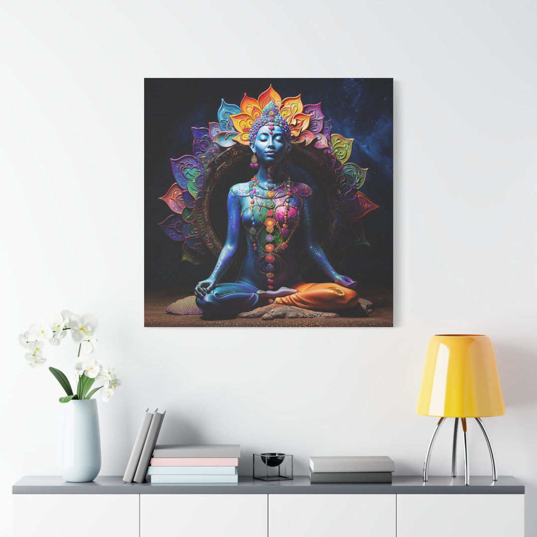 Cosmic Lotus Meditation - Matte Canvas Print 1.25" - Canvas - g(0D·IO) - 36" x 36" - 1.25" -