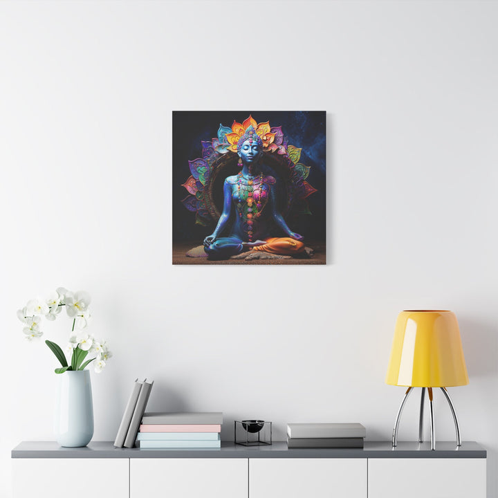 Cosmic Lotus Meditation - Matte Canvas Print 1.25" - Canvas - g(0D·IO) - 36" x 36" - 1.25" -