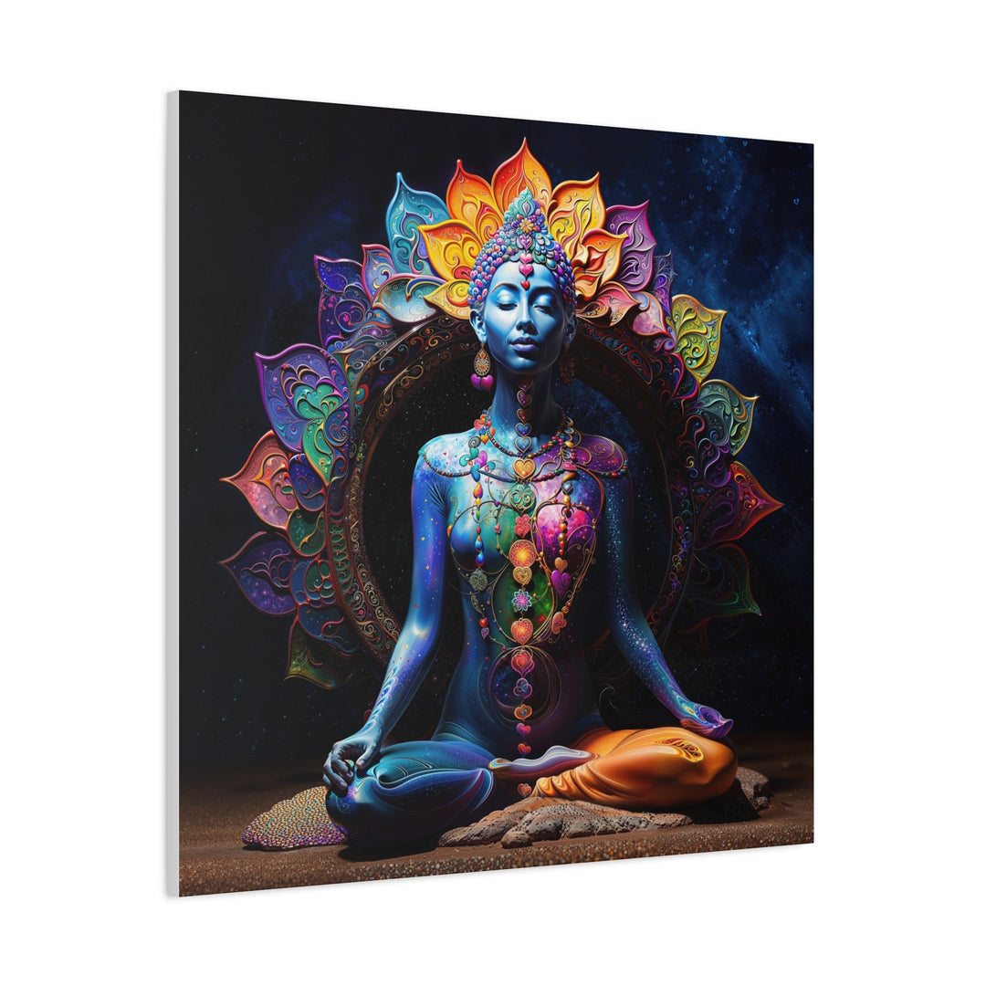 Cosmic Lotus Meditation - Matte Canvas Print 1.25" - Canvas - g(0D·IO) - 36" x 36" - 1.25" -