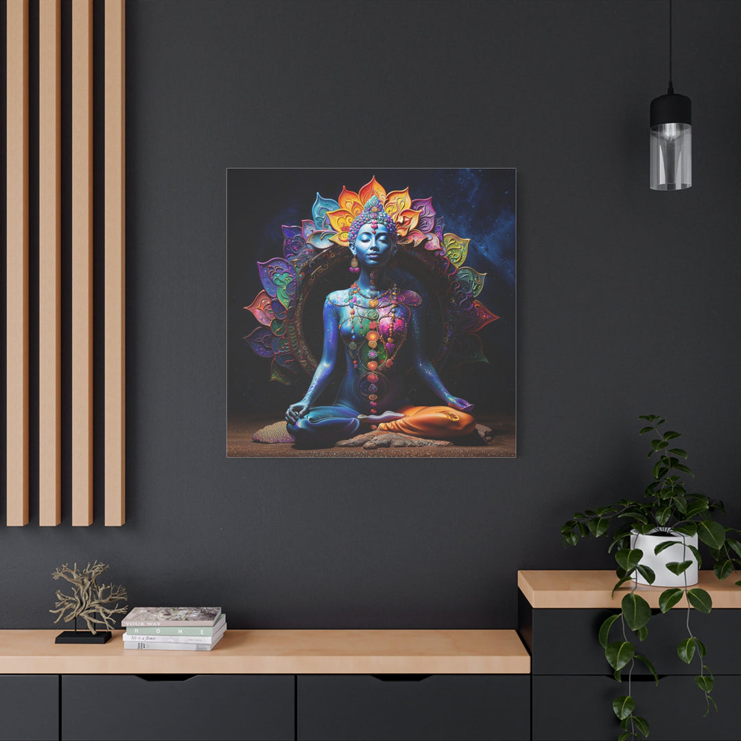 Cosmic Lotus Meditation - Matte Canvas Print 1.25" - Canvas - g(0D·IO) - 36" x 36" - 1.25" -