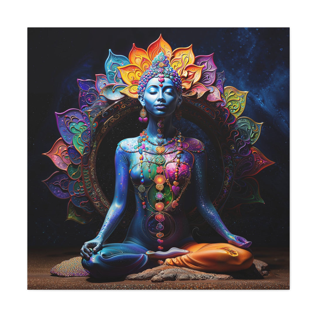 Cosmic Lotus Meditation - Matte Canvas Print 1.25" - Canvas - g(0D·IO) - 36" x 36" - 1.25" -