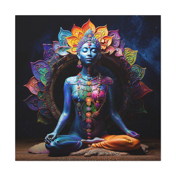Cosmic Lotus Meditation - Matte Canvas Print 1.25" - Canvas - g(0D·IO) - 36" x 36" - 1.25" -