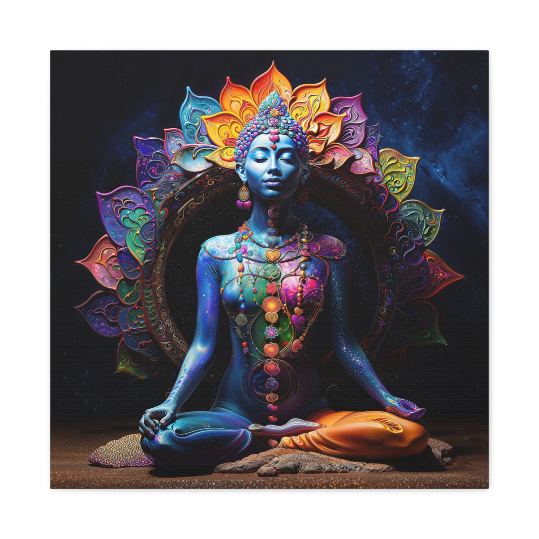 Cosmic Lotus Meditation - Matte Canvas Print 1.25" - Canvas - g(0D·IO) - 24″ x 24″ - 1.25" -