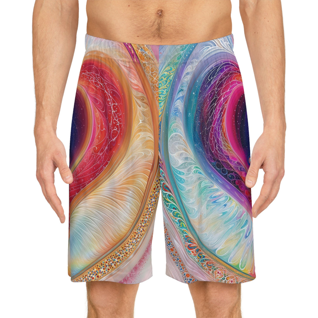 Cosmic Love Awakening - AOP Basketball Shorts - All Over Prints - g(0D·IO) - Seam thread color automatically matched to design - XS -