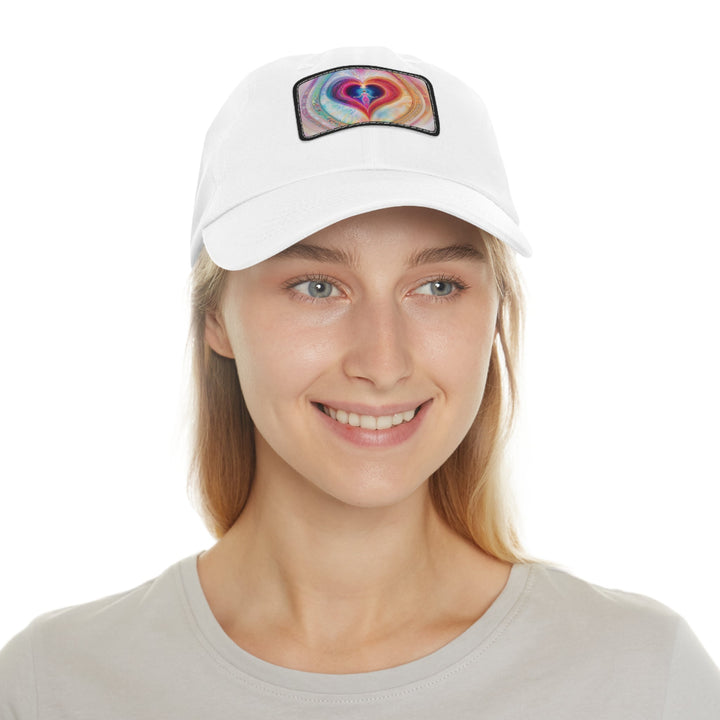 Cosmic Love Awakening - Dad Hat - Hats - g(0D·IO) - White / Black patch - Rectangle - One size