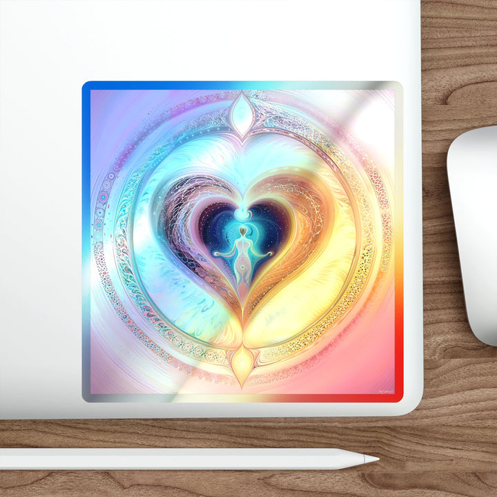 Cosmic Love Awakening - Holographic Die-Cut Sticker - Paper products - g(0D·IO) - 5" × 5" - Die-Cut - Holographic